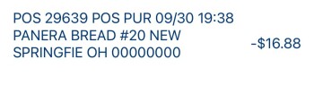 Verbraucherbewertung – Lebensmittelsicherheit Panera Bread, East South Range Road, New Springfield, OH, USA I ate at this restaurant on Saturday 9... Foto #2