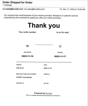 Rapport de sécurité du consommateur Charge on Credit Card Ordered Snow Shovel that appeared to be advertised by QVC. $46.74 charged but... photo #1