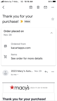 Verbrauchersicherheitsbericht Macys fake website Macys mock store website.
Ordered an item never received it.
Using Macys logo.... Foto #1