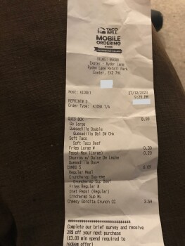 Verbraucherbewertung – Lebensmittelsicherheit Taco Bell, Rydon lane retail park, Exeter, UK Tonight Taco bell Both me and girlfriend feeling a lot... Foto #3