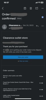 Rapport de sécurité du consommateur Scam Alert Ordered coats for as low as $6, $3 along with a couple of other merchandise and they char... photo #1