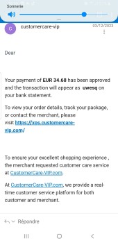 Relatório de segurança do consumidor Arnaque J'ai fait l'achat d'un blousson à prix tres attractive au bout d'un mois le blousson et arri... foto #1