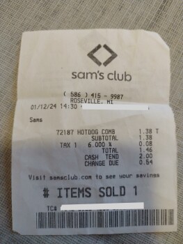 Sam's club hot dog, Sam's Club, Gratiot Avenue, Roseville, MI, USA photo #1