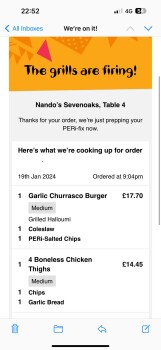 Verbraucherbewertung – Lebensmittelsicherheit Nando's Sevenoaks, Bligh's Walk, Sevenoaks, UK Foto #1