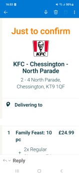 Consumer Review - Food Safety KFC Chessington - North Parade, North Parade, Chessington, UK I ate kfc last night abd within 8 hour... photo #1