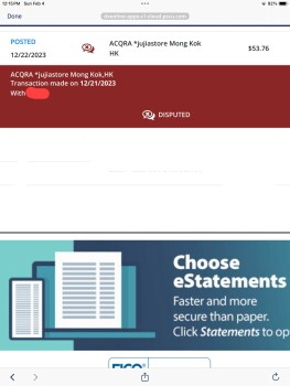 The deduction of $53.76 is showing on my CC. photo #1