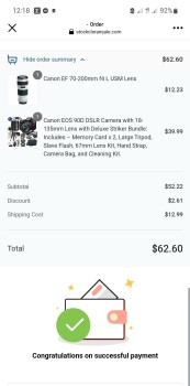 Consumer Safety Report ACRA Jesword I supposedly purchased a camera and lens for the price of $62.60. I was even given an o... photo #2