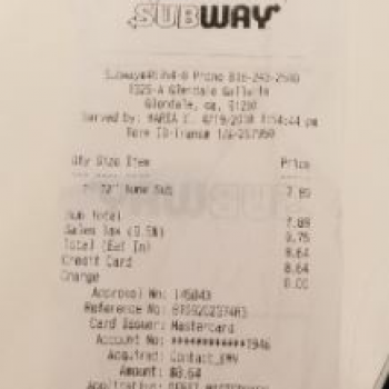 Subway, Galleria Way, Glendale, CA, USA photo-109746 Got Food Poisoning? Report it now