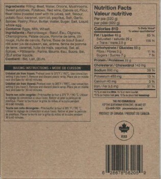 Food Recall The Pie Commission Braised Beef Rib Pot Pie - recalled due to undeclared anchovy The Pie Commission... Foto #2