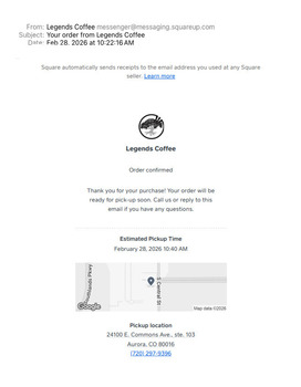 Avis du consommateur - Sécurité alimentaire Legends Coffee, East Commons Avenue, Aurora, CO, USA Saturday, Feb 28 I had avocado toast with my da... photo #2