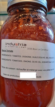 Food Recall Industria pizzeria + Bar-carrefour Laval Various Sauces recalled due to Undeclared Allergen Industri... photo #2