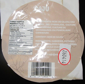 Reclame de Alimentos Cajù Camembert Style and Black Garlic Camembert Style recalled due to E. Coli Les produits Cajù inc.... foto #3