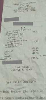 消费者评论 - 食品安全 Popeyes Louisiana Kitchen, 1640 Fort Campbell Boulevard, Clarksville, TN, USA I order food from the... 照片 #2