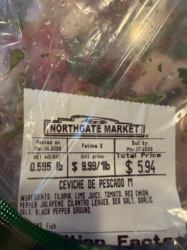 Consumer Review - Food Safety Northgate González Market, North Hacienda Boulevard, La Puente, CA, USA Purchased the ceviche (non s... photo #1