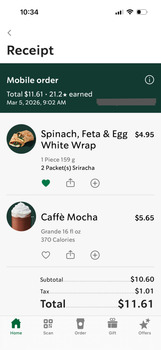 Avis du consommateur - Sécurité alimentaire Starbucks Coffee Company, East Lincoln Highway, New Lenox, IL, USA Thursday March 5 Starbucks spinac... photo #1