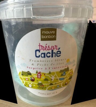 Rappel d'aliments Hidden Treasure Blue Raspberries and Dream Peach recalled due to Undeclared Allergen Mauve Bonbon In... photo #1