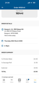 Verbraucherbewertung – Lebensmittelsicherheit Greggs, Malpas Road, Newport, UK I purchased a sausage roll and a chicken bake. Both were only lukew... Foto #1