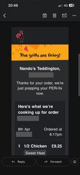 مراجعة المستهلك - سلامة الغذاء Nando's Teddington, Greater, Teddington, UK Wednesday evening (8/4/2026) I went to Nando’s Teddingto... صورة فوتوغرافية #2