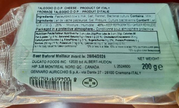 Food Recall Auricchio Taleggio D.O.P. Cheese recalled due to Listeria Les Ventes JVS has recalled Auricchio Tale... photo #2