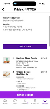 Consumer Review - Food Safety Taco Bell, Runway Pt, Colorado Springs, CO, USA My food showed up 40 minutes after I ordered it cold... photo #1