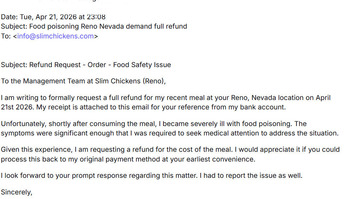 Consumer Review - Food Safety Slim Chickens, Steamboat Parkway, Reno, NV, USA Today Slim chickens Reno Nevada We had Mac and chees... photo #2