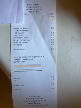 Consumer Review - Food Safety Noodles and Company, Southwest Griffith Drive, Beaverton, OR, USA My noodles had a plastic/chemical... photo #2