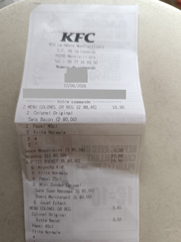Consumer Review - Food Safety KFC, Avenue Maréchal Foch, Montivilliers, France Intoxication alimentaire après avoir manhee KFC 3 p... photo #2