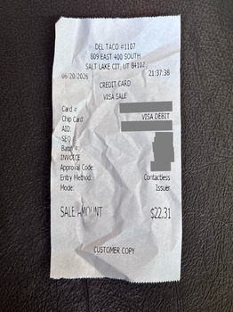 Consumer Review - Food Safety Del Taco, 809 East 400 South, Salt Lake City, UT 84102, USA Me, my husband and daughter ordered food... photo #2