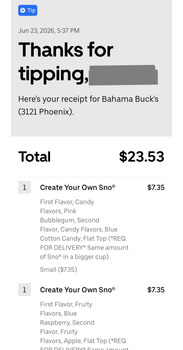Avis du consommateur - Sécurité alimentaire Bahama Buck's - Phoenix (E Greenway Road), East Greenway Road, Phoenix, AZ, USA I received a Bahama... photo #2