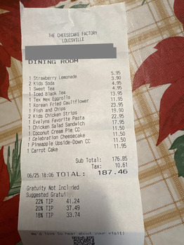 Consumer Review - Food Safety The Cheesecake Factory, Shelbyville Road, Louisville, KY, USA Ate dinner there on Thursday at 5:30.... photo #3