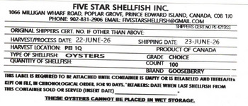 Food Recall Five Star Shellfish recalls Oysters due to Salmonella Five Star Shellfish Inc. is recalling certain... photo #5