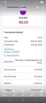 Reseña del consumidor - Seguridad alimentaria Taco Bell, West Main Street, Brawley, CA 92227, USA I ended up in the emergency  room with watery di... foto #4