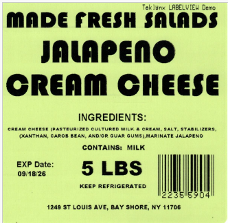 Recalls Made Fresh Salads Deli Style Salads and Cream Cheese recalled due to Listeria Product Name: Made Fre... photo #11