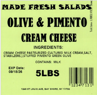 Recalls Made Fresh Salads Deli Style Salads and Cream Cheese recalled due to Listeria Product Name: Made Fre... photo #31