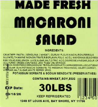 Recalls Made Fresh Salads Deli Style Salads and Cream Cheese recalled due to Listeria Product Name: Made Fre... photo #54