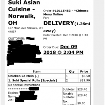 Suki Asian Cuisine, Milan Avenue, Norwalk, OH, USA photo-151500 Got Food Poisoning? Report it now