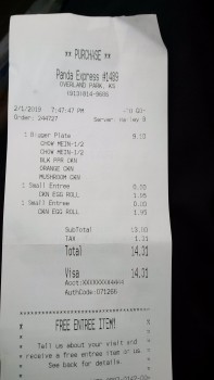 消费者评论 - 食品安全 Panda Express, West 135th Street, Overland Park, KS, USA I had a large entree with Chow Mien, Garlic... 照片 #1