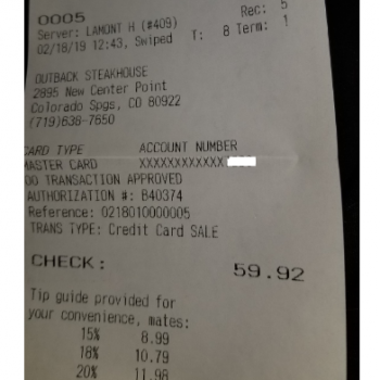 Outback Steakhouse, New Center Point, Colorado Springs, CO, USA photo #1