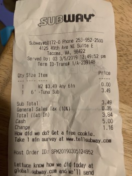 Subway, 4125 49th Ave NE, Tacoma, WA 98422, United States photo #1