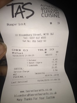 Tas, Bloomsbury Street, London, UK photo #1 Got Food Poisoning? Report it now Tas, Bloomsbury Street, London, UK, photo #1 Got Food Poisoning? Report it now
