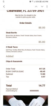 Reseña del consumidor - Seguridad alimentaria Chipotle Mexican Grill, Gulf to Bay Boulevard, Clearwater, FL, USA My brother got it for his daughte... foto #1