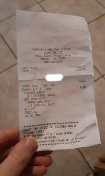 مراجعة المستهلك - سلامة الغذاء Popeyes Louisiana Kitchen, South Airport Road, Hammond, LA, USA I went there on my way home from wor... صورة فوتوغرافية #2