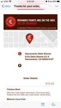 Consumer Review - Food Safety Chipotle Mexican Grill, 8124 Delta Shores Circle South, Sacramento, CA, USA Chicken bowl, white rice... photo #2