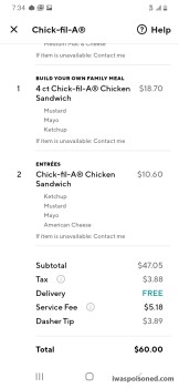 Reseña del consumidor - Seguridad alimentaria Chick-fil-A, 5940 Gulf Fwy, Houston, TX 77023, USA Chicken sandwich Husband ate 2 chicken sandwiches... foto #2