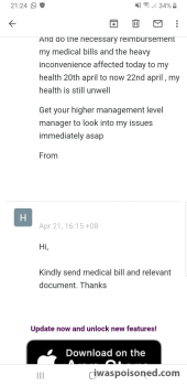 Consumer Review - Food Safety Yishun Ave 5, SIN HENG KEE, Singapore 20th april to date 23rd Ongoing. Severe food poisoning from tw... photo #3