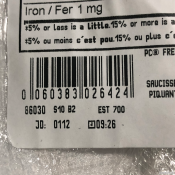 President's Choice Free From Hot Italian Sausage, Richmond, BC, Canada foto #1