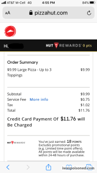 Consumer Review - Food Safety Pizza Hut, South Street, Lakewood, CA, USA Large 3 Topping Pizza from there. I got it deal, a Large... photo #4