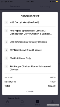 Consumer Review - Food Safety PappaRich, James Street, Northbridge WA, Australia I ordered Uber eats yesterday for dinner. Chicken... photo #1
