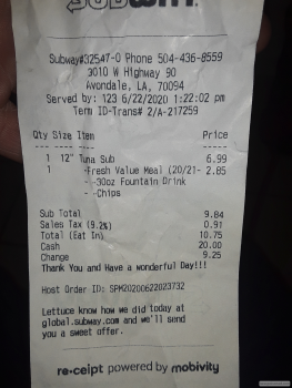 Subway, U.S. 90, Avondale, Louisiana, USA foto #1