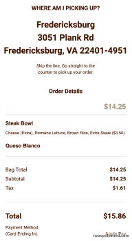 Chipotle Mexican Grill, Plank Road, Fredericksburg, VA, USA photo #1